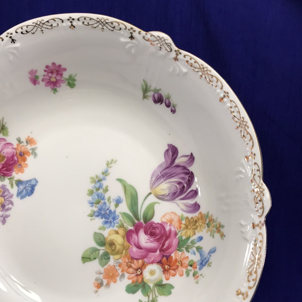 Vintage Salad Bowl Bavaria Empress Dresden Flowers Berry Bowl Set (7 piece set)